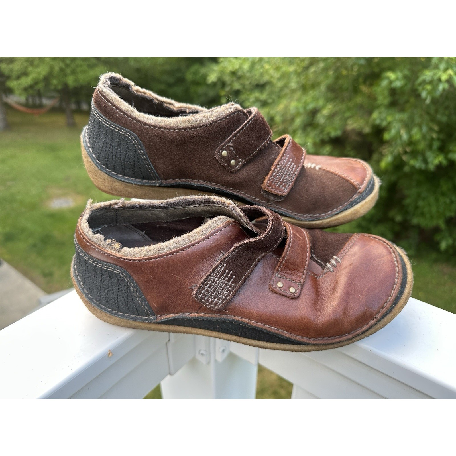 Merrell Vienna Saddle Patchwork Brown Leather Shoes Size 7 Women's